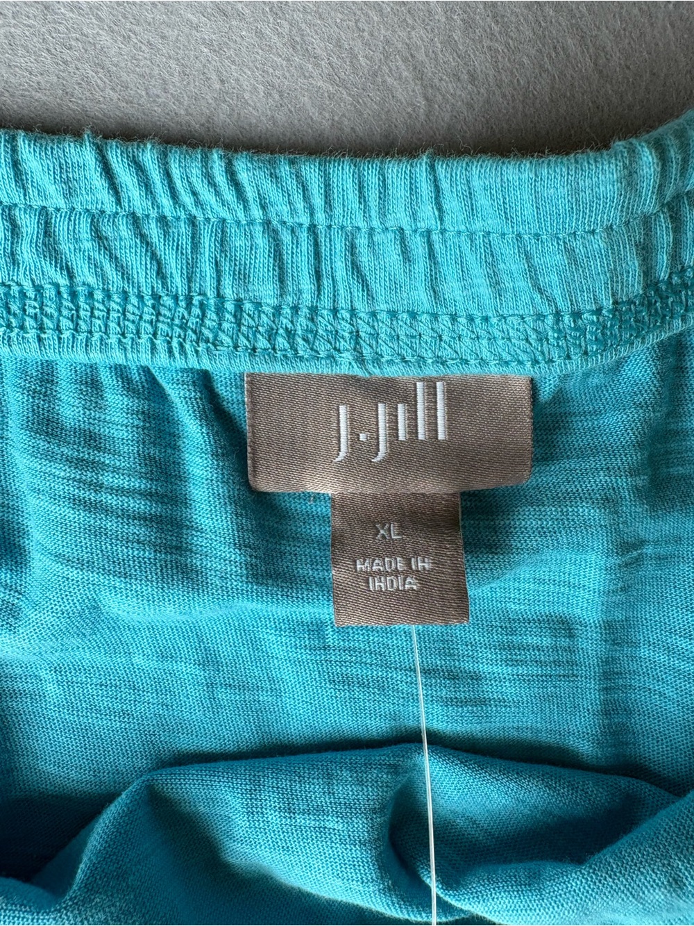 J. Jill Aqua Cotton Elastic-Waist Asymmetric Skirt 100% cotton sz XL flowy midi - Picture 6 of 8
